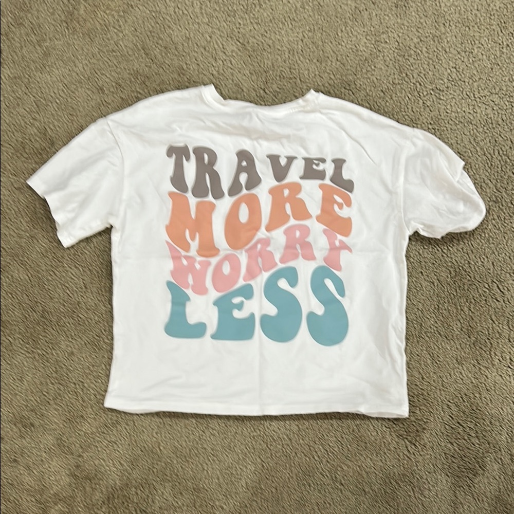 White Graphic Tee with Colorful Text